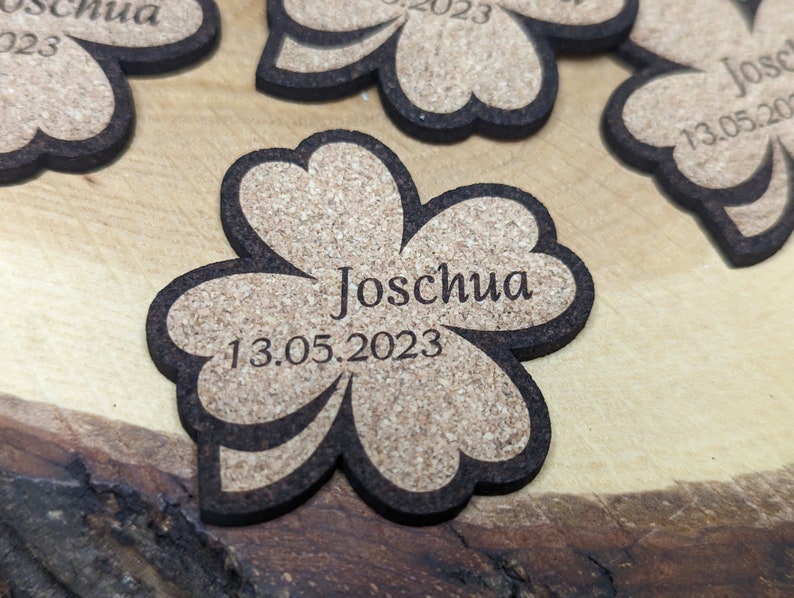 Cork cloverleaf Personalized table decoration Baptism / Confirmation / Communion / Birthday Personalized scatter decoration image 3