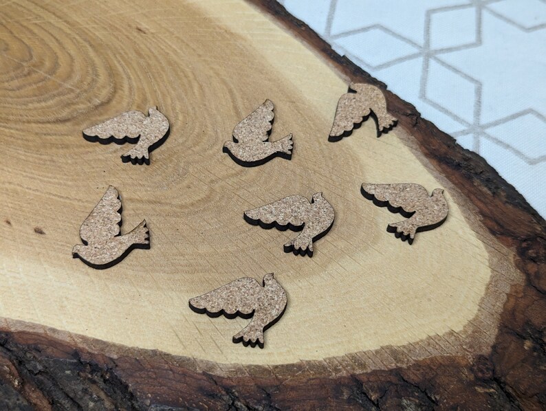 Doves made of cork scattered decoration for baptism / communion / confirmation image 1