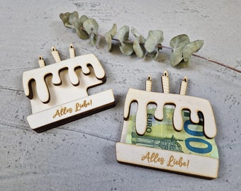 BRITIVIVE Regalo Originale Per Soldi In Legno - Kit Con Provetta E Busta Per Regali Di Compleanno, Cresima, Laurea - 2
