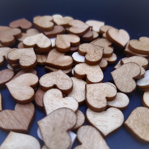 Table decoration - small wooden hearts - scatter decoration - baptism / communion