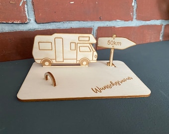 Motorhome money gift - wooden packaging - display - birthday / communion / confirmation / other festivities - personalized