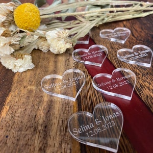 Personalized table decoration - hearts made of acrylic glass - wedding / birthday / baptism / communion - personalized scatter decoration