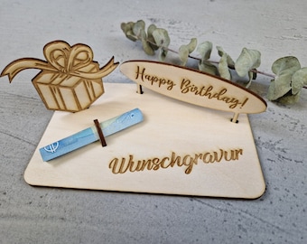 Money gift - wooden packaging - display - birthday / confirmation / communion / baptism - money gift packaging