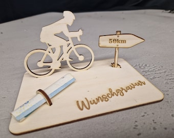 Cadeau en argent - emballage en bois - présentoir - anniversaire / communion / mariage / vélo / fonds de vacances / baptême - emballage cadeau