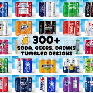 Liquor & Soda 300+ Design Bundle Tumbler Wrap Print Shop Premium Pack, 20oz Sublimation Skinny Tumbler 9.3x8.2 inch PNG Beverage Beer Drinks