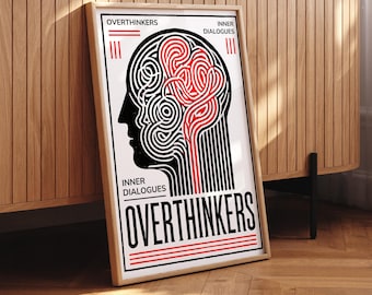 Overthinkers dialogo interiore stile vintage arte stampabile