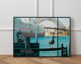 Poster di viaggio Harbour Bridge Sydney – Stupendo punto di riferimento australiano, stampabile, arte murale, download digitale per la decorazione di casa e ufficio