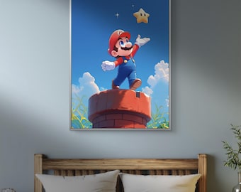 Retro Pixel Hero Wall Art – Whimsical Adventure Printable Poster for Gamers and Kids Room Decor