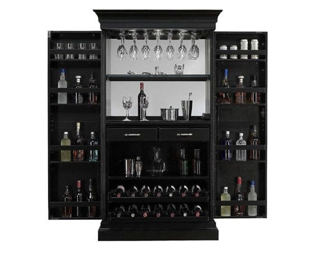 Solid Sheesham Wood Stylish Bar With Wine Glass Storage for