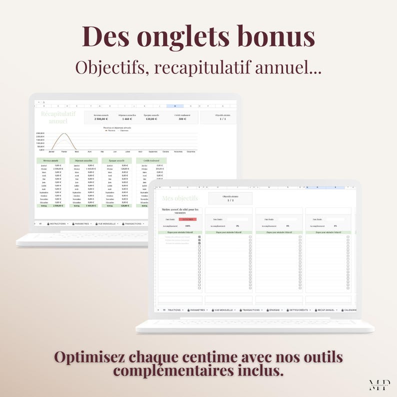 Planejador de Orçamento para Planilhas Google (Francês) | Planilha de Orçamento Automatizada | Controle de Economias e Dívidas | Calendário | Resumo Anual | Painel Mensal imagem 6
