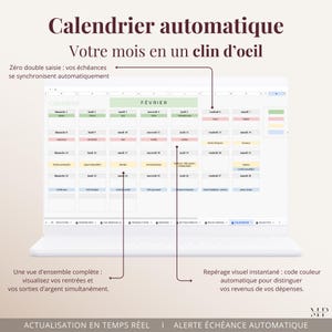 Planejador de Orçamento para Planilhas Google (Francês) | Planilha de Orçamento Automatizada | Controle de Economias e Dívidas | Calendário | Resumo Anual | Painel Mensal imagem 5