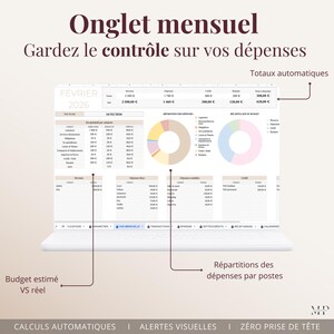 Planejador de Orçamento para Planilhas Google (Francês) | Planilha de Orçamento Automatizada | Controle de Economias e Dívidas | Calendário | Resumo Anual | Painel Mensal imagem 3