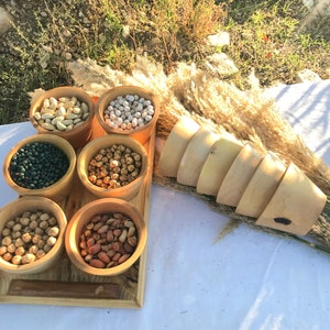 Wooden Handmade Snack Bowl, 6-Piece Wooden Oval Bowl Set with Wooden Tray, Handmade, Organic, and Irresistibly Stylish