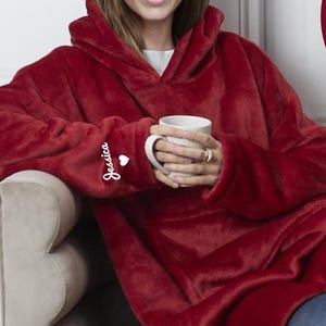 Sweat-Plaid à capuche avec broderie personnalisée – Cadeau Saint Valentin, cadeau Noël ou anniversaire personnalisé, cadeau pour elle