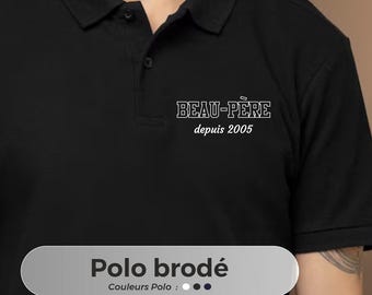 Polo brodé Beau père- cadeau anniversaire Beau père personnalisé, cadeau Beau père, polo Beau père, fête des pères cadeau beau papa
