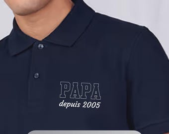 Polo brodé Papa- cadeau anniversaire Papa personnalisé, cadeau Papa, polo Papa, polo personnalisé Papa, fête des pères personnalisé
