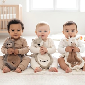 Doudou personnalisé avec attache tétine -  Baby Pacifier Clip - Animal Snuggle Blanket, doudou bébé