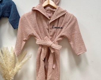 Peignoir enfant personnalisé, peignoir bébé brodé prénom, serviette à capuchon bébé, cadeau anniversaire 1 an bébé 2 ans 3 ans 4 ans