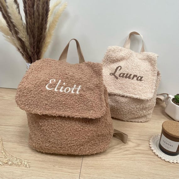 Sac à Dos Enfant Personnalisé Prénom Brodé Bouclette- cadeau personnalisé enfant rentrée scolaire, sac à dos prénom enfant école, sac crèche