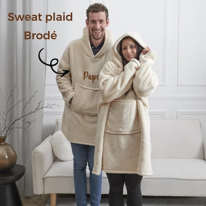 Svettplätad personnalisé cadeau brodé - cadeau anniversaire avec broderie, cadeau de noël femme, idée cadeau personnalisé fille garçon Crème