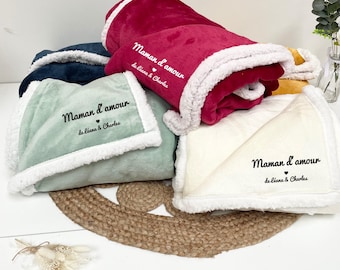 Plaid à personnaliser Fête des mères - Cadeau maman, Plaid brodé maman d'amour, cadeau maman, anniversaire maman