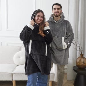 Sweat-plaid capuche personnalisé, Pull plaid broderie, Cadeau Noël brodé, cadeau anniversaire personnalisé, plaid brodé, cadeau femme homme Noir