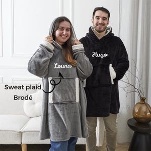 Svettplätad personnalisé cadeau brodé - cadeau anniversaire avec broderie, cadeau de noël femme, idée cadeau personnalisé fille garçon Gris