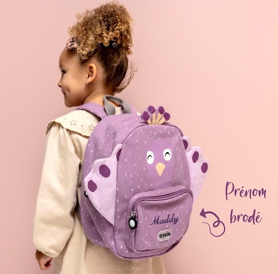 Petit sac à dos enfant brodé avec prénom pour entrée école maternelle/crèche, activités sportives, sac a dos pratique et amusant