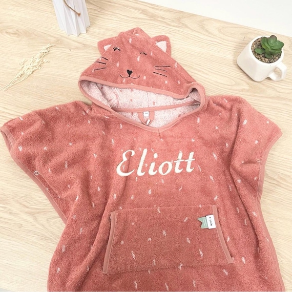 Poncho bain enfant brodé, serviette bain prénom enfant, cadeau anniversaire 24 mois personnalisé, cadeau 2 ans.