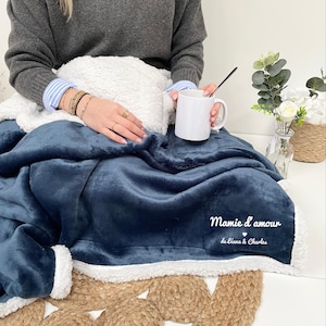 Plaid personnalisé mamie d'amour, cadeau Fête des Grands-Mères - Cadeau mamie personnalisé, Plaid grand mère, anniversaire mamie