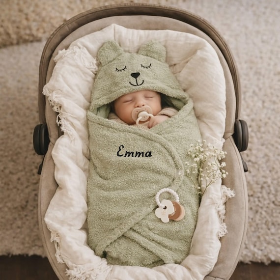 cadeau naissance bébé personnalisé - couverture bébé brodée, cadeau maternité personnalisé, nid d'ange bébé brodé
