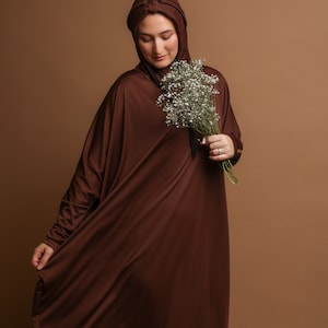 Ramadan ABAYA TO GO - brown / Prayer dress one-piece Prayergown Set Abaya Islamic clothing Islamic prayer Namaz Hijab handmade abaya