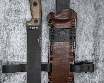 Funda de cuero híbrido Kydex PREMIUM para cuchillo ESEE JUNGLAS Punisher Edition