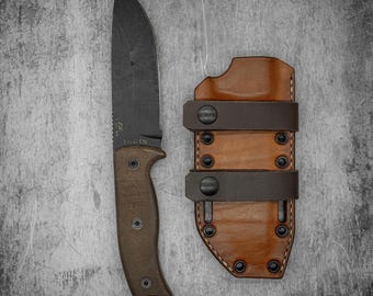 ESEE 5 Funda híbrida de cuero Kydex / TRANSPORTE HORIZONTAL