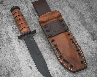 Funda híbrida de cuero kydex para cuchillo Kabar USMC 1217 edición Punisher