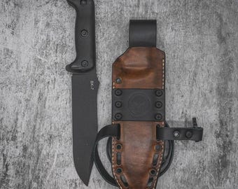 Funda híbrida (kydex y cuero) para cuchillo KABAR BK7 edición Punisher