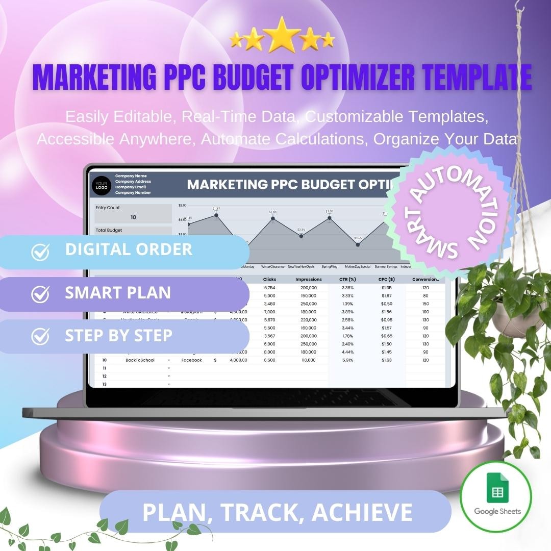 Marketing PPC Budget Optimizer Template - Google Sheets Ad Spend ...