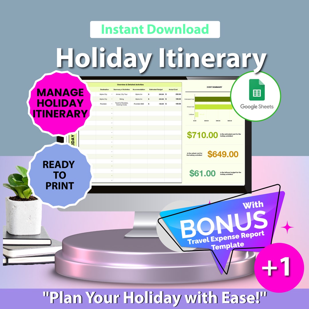 Plan Your Trip With Ease Holiday Itinerary Template, Travel Made Simple ...