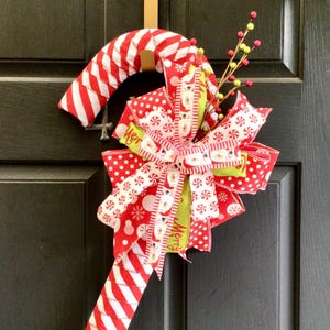 Handmade Christmas Candy Cane Wreath: Festive Ribbon Door Hanger