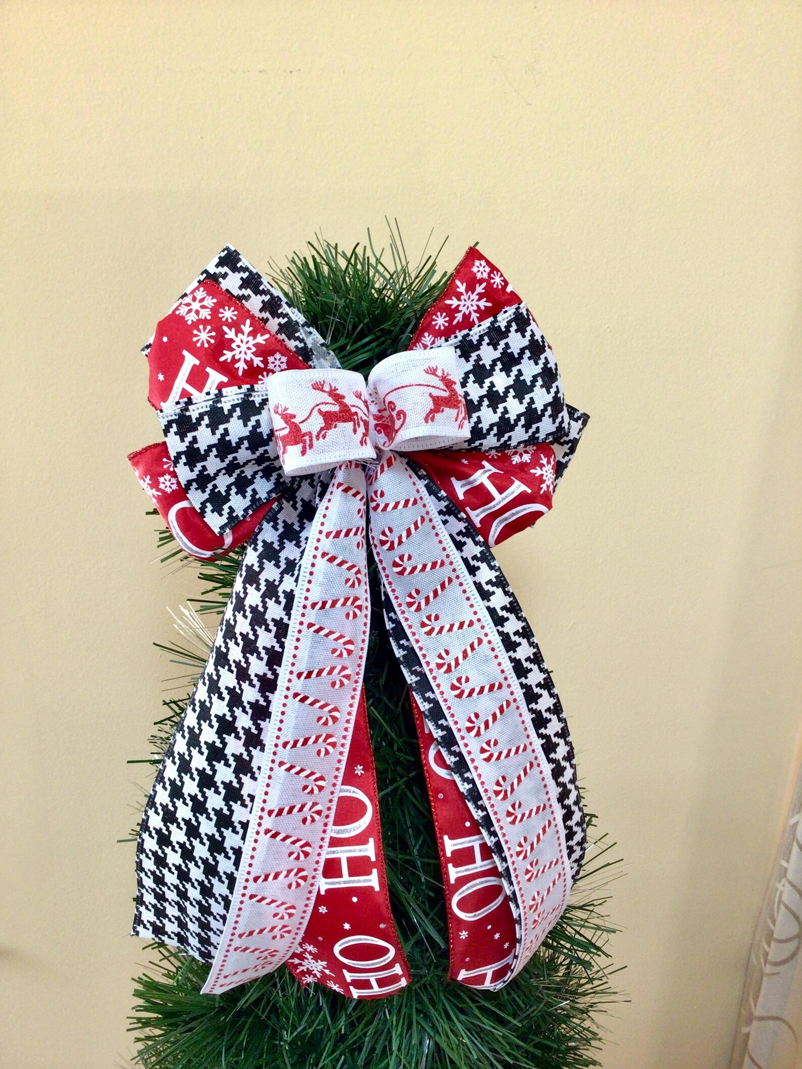 Snowflake Christmas Bow, Black White Christmas Bow Etsy