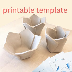 Origami blomskål, keramikmall, prefabricerad byggnad, gör-det-själv-keramisk stencil