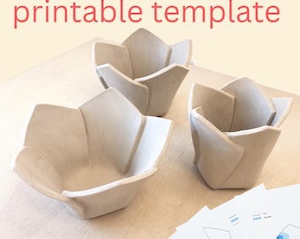 Origami flower bowl, pottery template, prefabricated building, DIY ceramic stencil