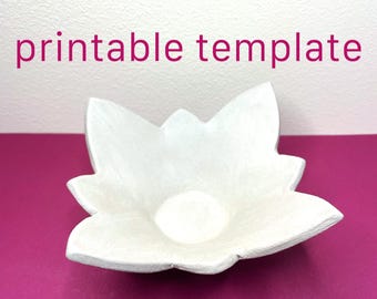 Flower bowl ceramic template for printing, DIY pottery slab building technique
