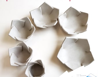 Origami bowl, ceramic template - slab technique pottery