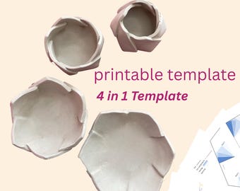Origami Bowl Template – Ceramic Cutting Pattern for Slab Technique, Pottery Template, PDF Download