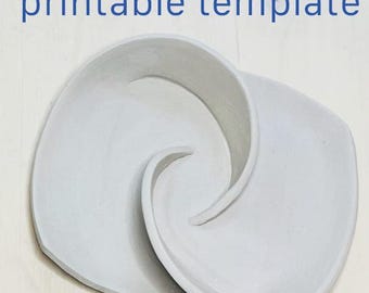 Printable pottery template for a small snack plate, DIY ceramic slab technique, slab building