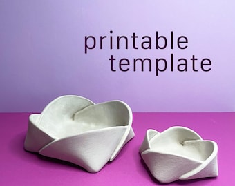 Origami bowl, ceramic template, pottery stencil, DIY ceramics, plate technology, plate construction, Do It Yourself pottery templates