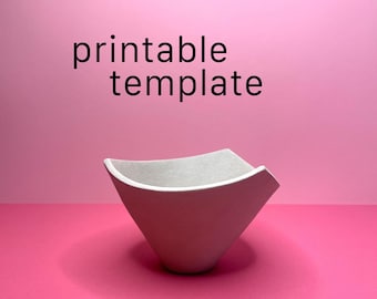 Pottery template for a bowl – PDF ceramic template for slab building, digital download for pottery.