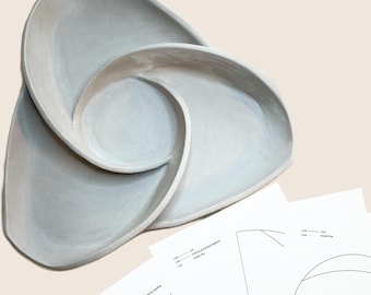 Pottery template + instructions – Swirl plate ceramic template for printing (PDF download)