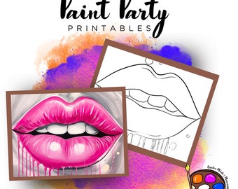 Lips Outline Canvas | DIY Paint Party Printable (Digital Download)
